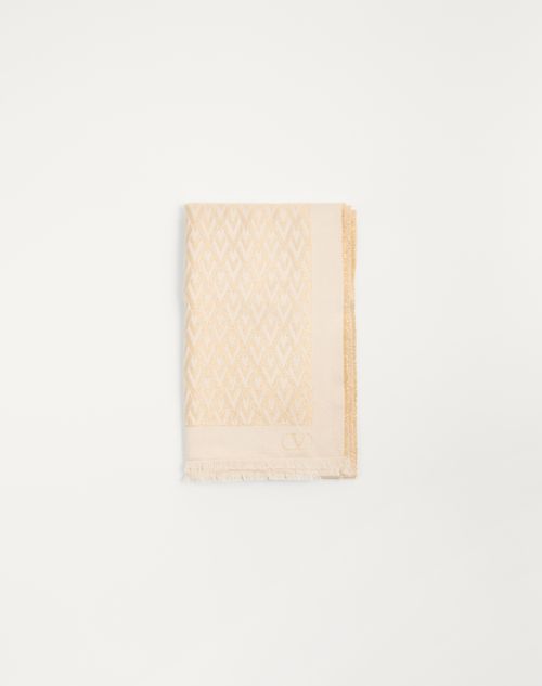 Valentino Garavani - Toute La V Stole In Silk, Viscose And Cashmere - Butter/gold Lurex - Woman - Soft Accessories