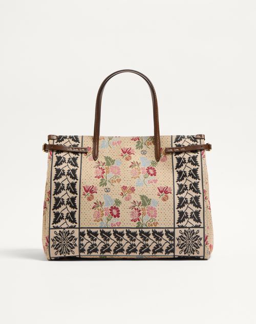 Valentino Garavani - Valentino Garavani Antibes Mittelgrosser Shopper Aus Jacquard- Und Karung-stoff - Multicolor/tabak - Frau - Shopper