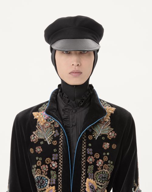 Valentino - Valentino Cotton Velvet Jacket With Belt And Embroidery - Black - Man - Coats And Blazers