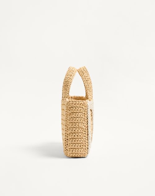 Valentino Garavani - Valentino Garavani Viva Superstar Small Shopping Bag In Raffia - Natural/butter - Woman - Totes