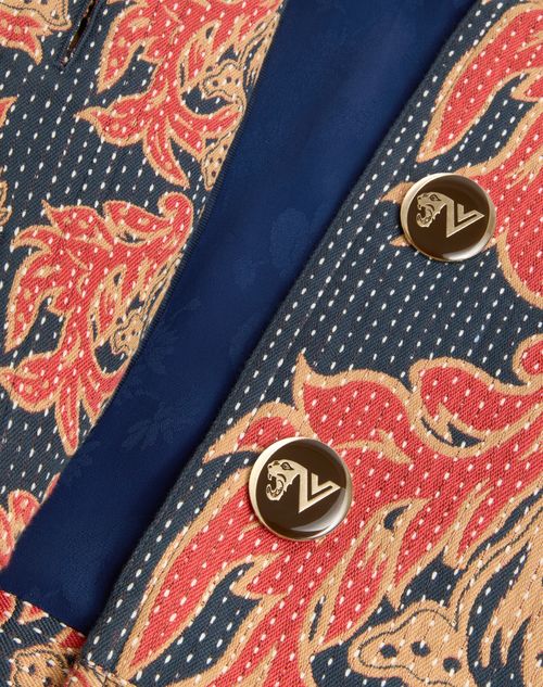 Valentino - Caban In Apres L'hiver Quilted Floral Jacquard - Indigo/multicolour - Woman - Jackets And Blazers