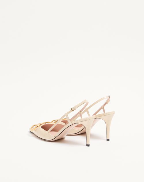 Valentino Garavani - Vlogo Signature Slingback Pumps In 80mm Printed Calfskin - Butter - Woman - Pumps And Slingbacks