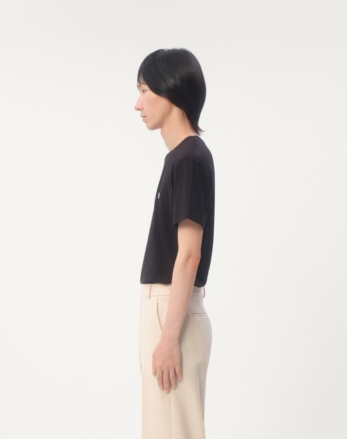 Valentino - Cotton T-shirt With Vlogo Patch - Black - Man - Tshirts And Sweatshirts