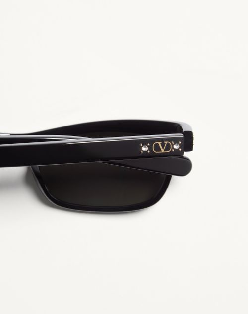 Valentino - Monturas Rectangulares De Acetato - Negro/gris - Unisexo - Gafas De Sol