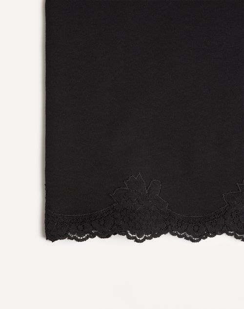 Valentino - レース コットン Tシャツ - ブラック - ウィメンズ - Tシャツ & スウェット