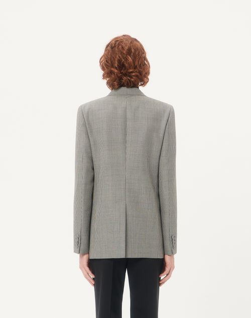 Valentino - Valentino Single-breasted Wool Jacket With Houndstooth Pattern - Ivory/black - Man - Coats And Blazers