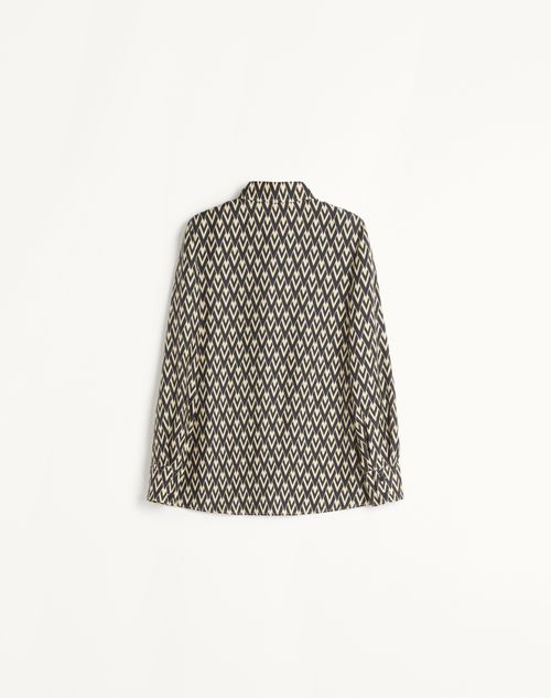 Valentino - Toute La V Twill Shirt - Black/cream - Woman - Shirts And Tops