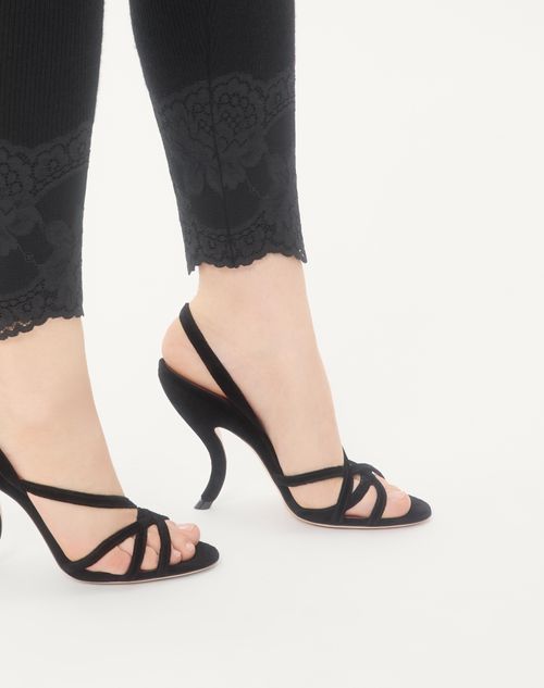 Valentino Garavani - Fetishique Velvet Sandal 105mm - Black - Woman - Sandals