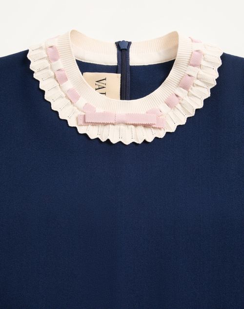 Valentino - Robe En Maille - Bleu Marine/bouleau - Femme - Robes