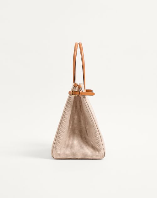 Valentino Garavani - Valentino Garavani Antibes Medium Canvas Shopping Bag - Natural/tobacco - Woman - Totes