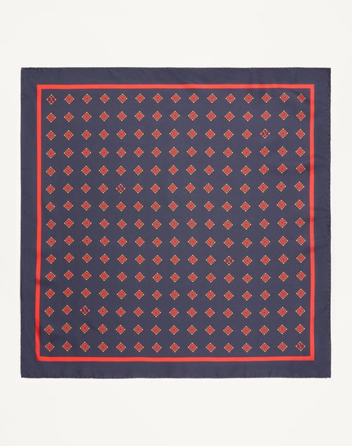 Valentino Garavani - Opticool Silk Scarf - Navy/ Red - Man - Soft Accessories