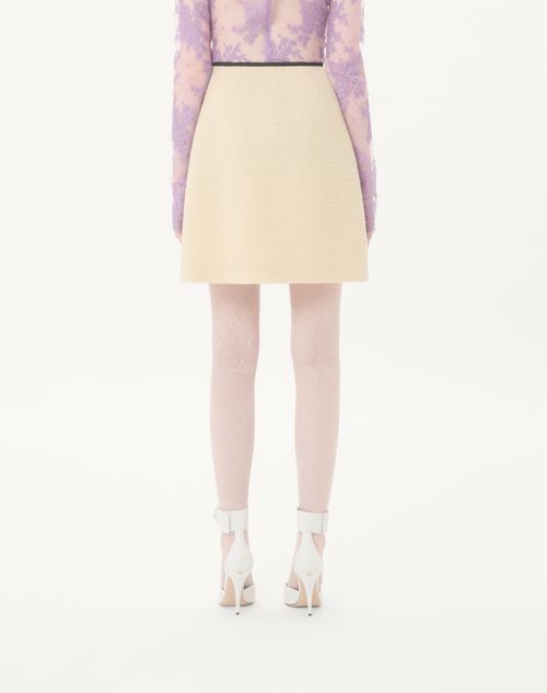 Valentino - Plain Wool Tweed Skirt - Almond/black - Woman - Skirts