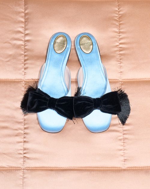 Valentino Garavani - Reinette Satin Mule - Azure - Woman - Ballerinas