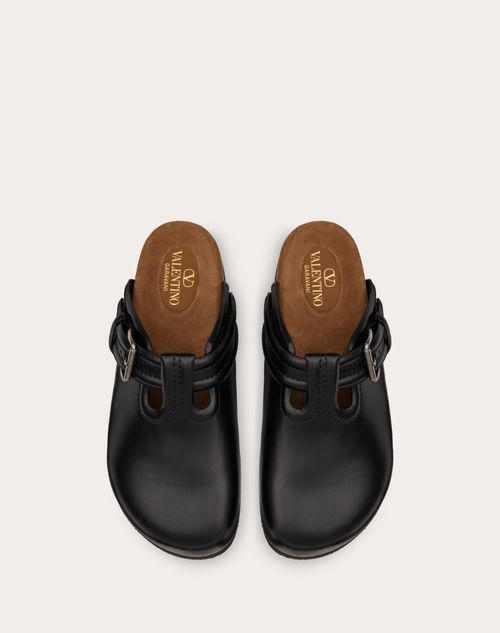 Valentino Garavani - Fussfriend Calfskin Leather Sabot - Black - Man - Sandals