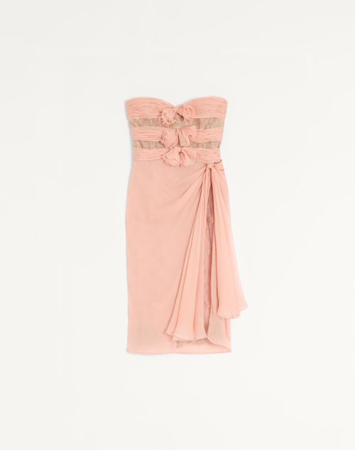 Valentino Crepponne Chiffon Kleid Frau Swirl Pink/gold 42 In Brown