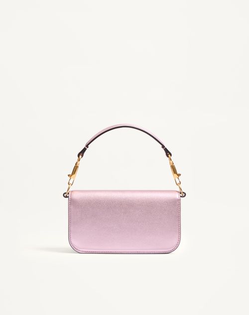 Valentino Garavani - Valentino Garavani Locò Kleine Schultertasche Aus Laminiertem Kalbsleder Mit Schmucklogo - Rose Violet - Frau - Schultertaschen