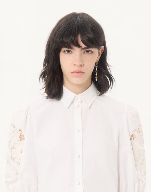 Valentino - Cotton Popeline Shirt - White - Woman - Shirts And Tops