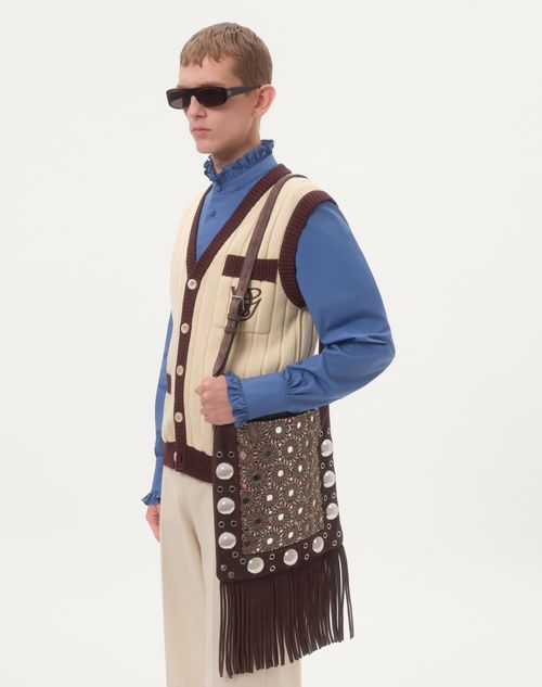 Valentino - Ribbed Cotton Vest With Vg Embroidery - Butter/testa Di Moro - Man - Knitwear