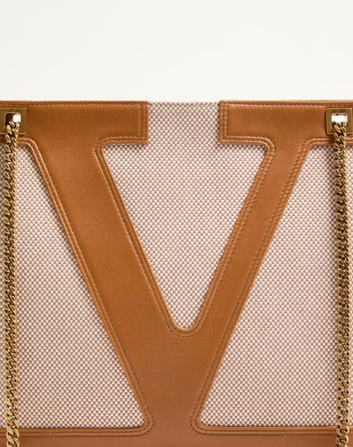 Valentino Garavani - Valentino Garavani Viva Superstar Medium Canvas Shopping Bag - Natural/spice - Woman - Totes