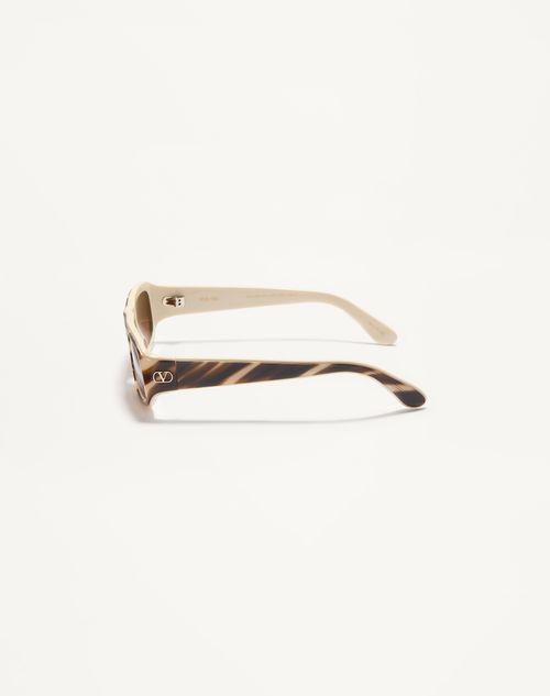 Valentino - Sleek Rectangular 90s Acetate Eyewear - Ivory/amber - Unisex - Eyewear
