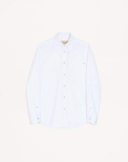 Valentino - Valentino Oxford Cotton Shirt With Vgold - White - Man - Shirts