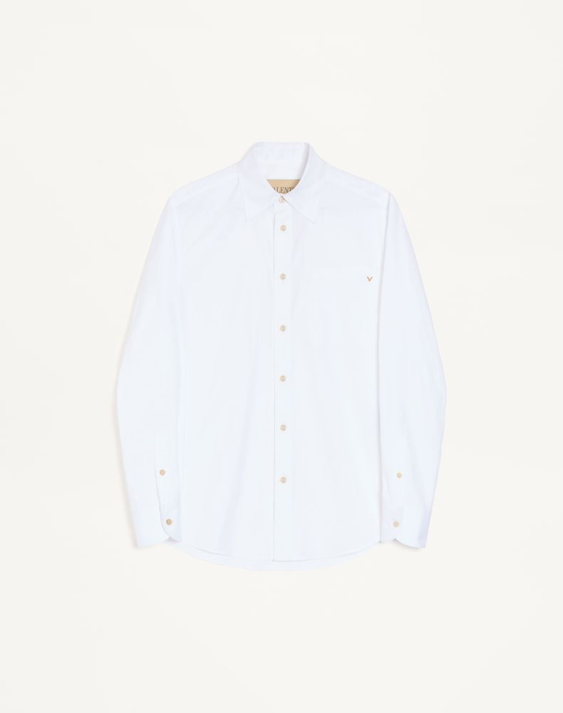 Valentino Men's White Oxford Cotton Shirt With Vgold Man 43