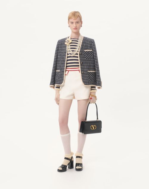 Valentino - Crepe Couture Shorts - Ivory/red - Woman - Pants And Shorts