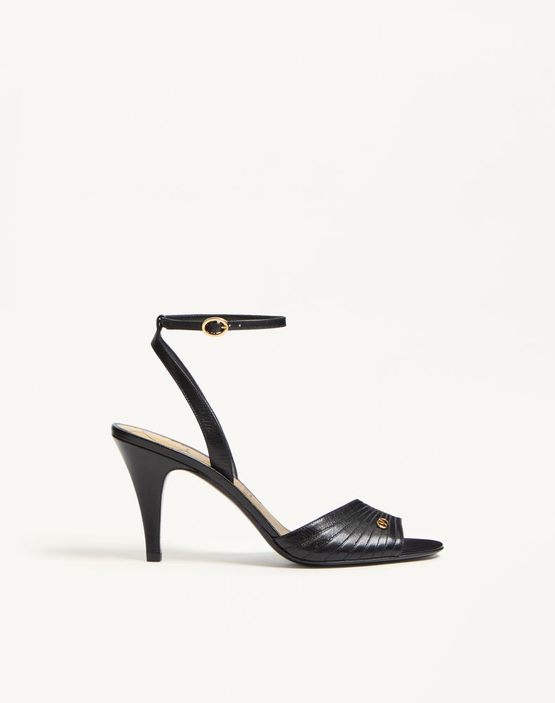 Valentino Garavani Women's Black Ladycrush Kidskin Sandal 85Mm Woman 41