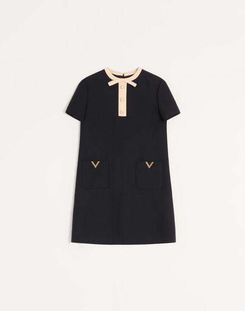 Valentino Robe Courte En Crêpe Couture Femme Noir/bouleau 44
