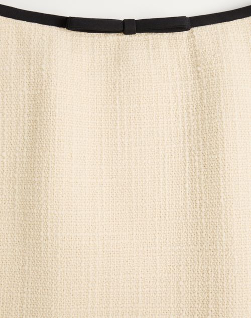 Valentino - Gonna In Plain Wool Tweed - Mandorla/nero - Donna - Gonne