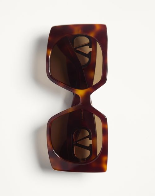 Valentino - Rectangular Acetate Eyewear - Havana/brown - Woman - Eyewear