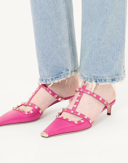 Valentino Garavani - Rockstud Court Shoes In Kid Leather 40mm - Fuchsia - Woman - Pumps And Slingbacks