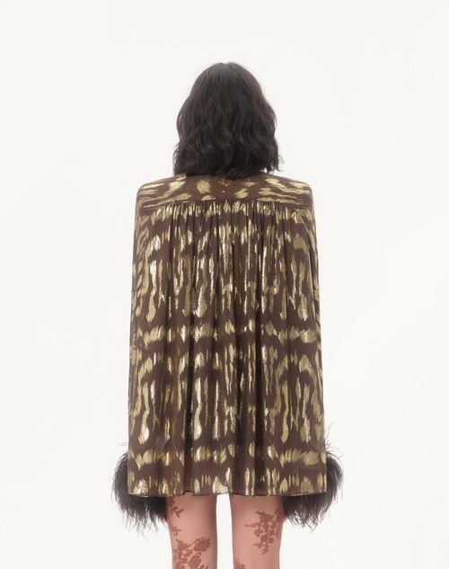 Valentino - Shirt In Gattocivetta Fauve Éclat Lurex Jacquard - Brown/gold - Woman - Shirts And Tops
