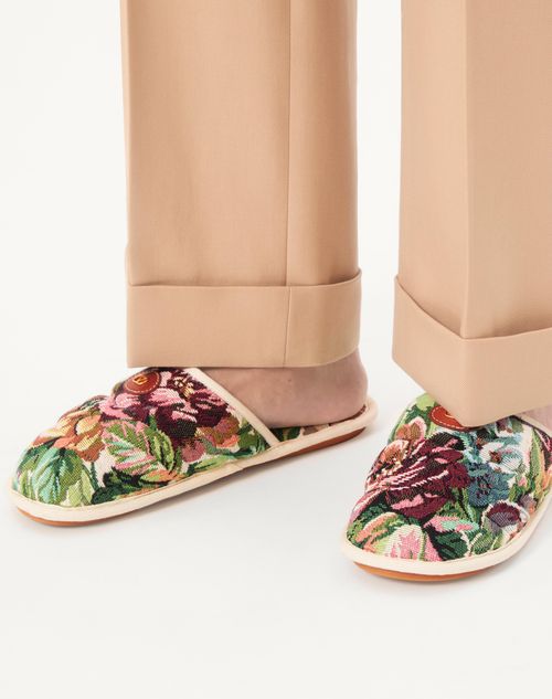 Valentino Garavani - Ta Chambre Slide In Voyage Imaginaire Fabric - Multicolor/ivory - Man - Sandals