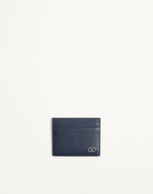 Valentino Garavani Valentino Garavani Vlogo Signature Cardholder In Grainy Calfskin Man Marine Onesize