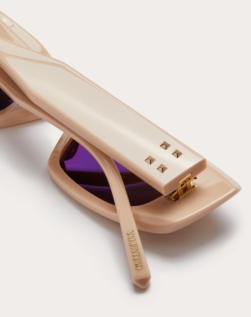 Valentino - V -rectangular Acetate  - Beige/dark Brown - Woman - Eyewear