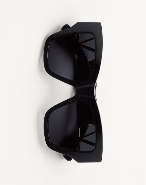 Valentino - Rectangular Acetate Eyewear - Black/grey - Woman - Eyewear