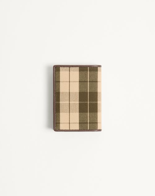 Valentino Garavani - Vlogo Signature Cardholder In Checked Fabric - Green/beige - Man - Wallets And Small Leather Goods