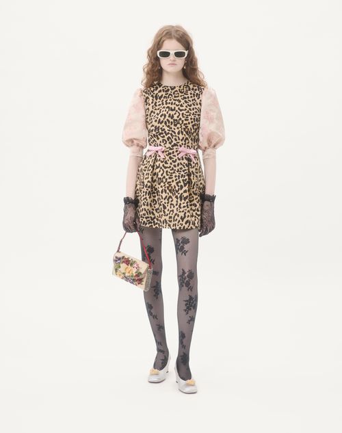 Valentino - Crepe Couture Short Dress With Animalier Print - Animal Print/rose - Woman - Dresses