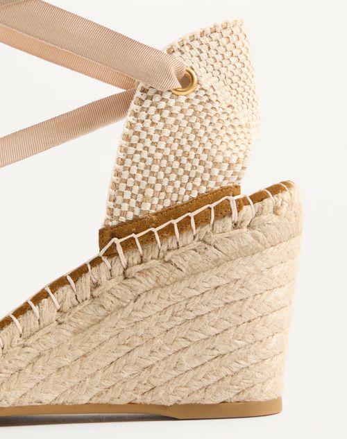 Valentino Garavani - Resort-keilabsatz Aus Spaltleder 75mm - Havana Beige - Frau - Espadrilles Und Wedges
