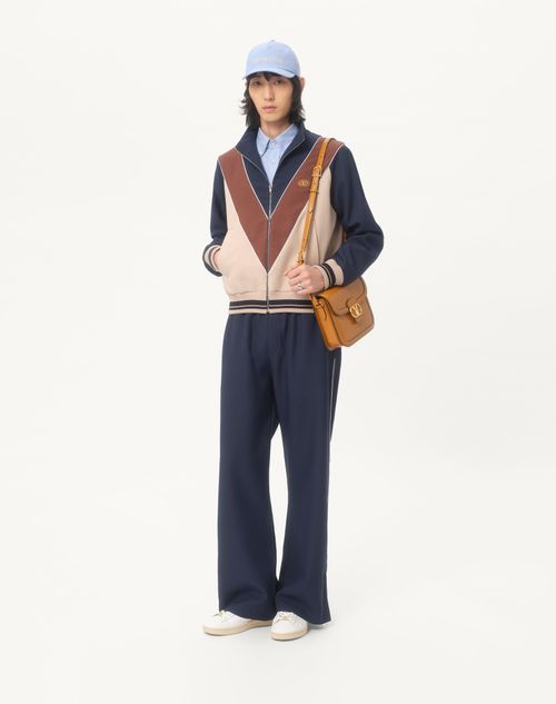 Valentino - Nylon Pants With Vlogo Patch - Blue - Man - Pants And Shorts