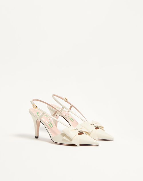 Valentino Garavani - Zapato Bowow De Cabritilla Con Correa Trasera Y Tacón De 45 mm - Marfil - Mujer - Salones
