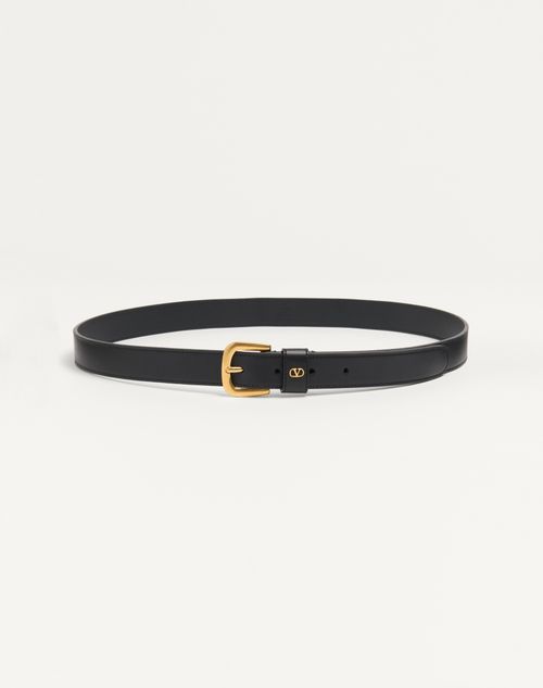 Valentino Garavani Adjustable Vlogo Signature Gold Buckle Belt In Black