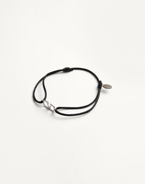 Valentino Garavani - Vlogo Signature Cotton Bracelet - Black - Man - Jewelry
