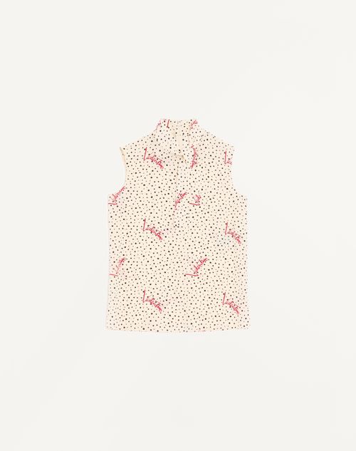 Valentino Plus De Pois Crepe De Chine Bubble Top Woman Vanilla/multicolour 40