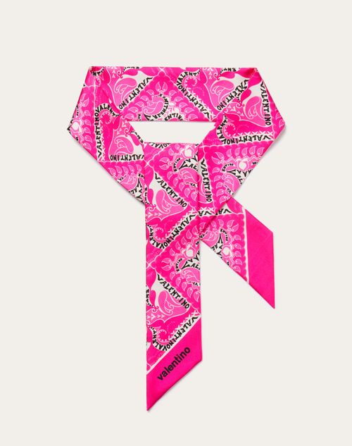 Valentino Garavani - Manifesto Bandana Silk Bandeau Scarf - Ivory/pink Pp - Woman - Soft Accessories