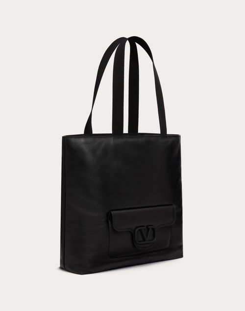 Valentino Garavani - Valentino Garavani Noir Nappa Leather Shopper - Black - Man - Totes