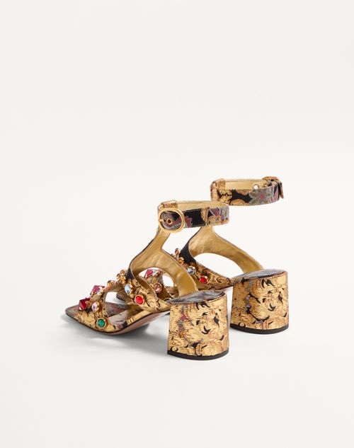 Valentino Garavani - Preshoes Sandal In Apres L'hiver Jacquard Fabric With Crystals 60mm - Multicolour - Woman - Sandals
