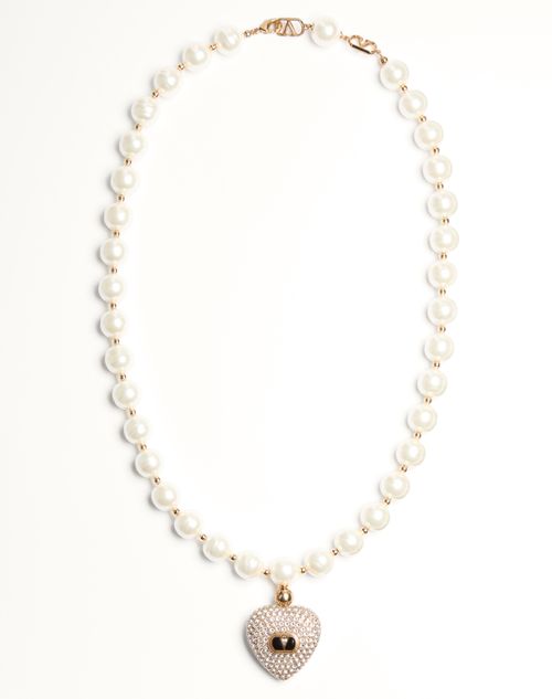 Valentino Garavani Coeur Royal Necklace In Metal Enamel Pearls And Swarovski® Crystals Woman Multico In Multicolour