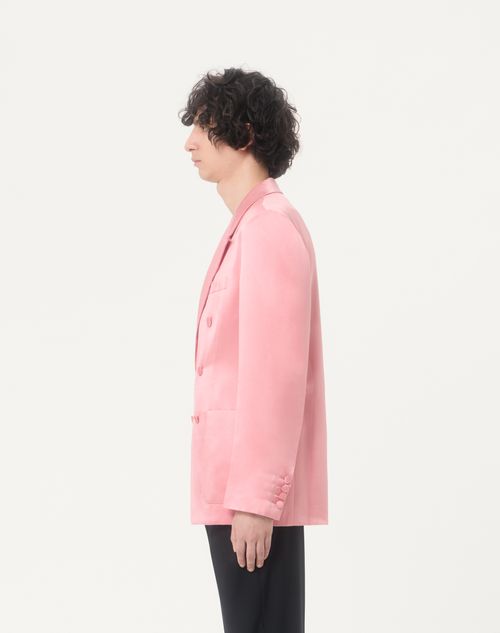 Valentino - Chaqueta Valentino De Seda Duchesse Reversible Con Frente Cruzado Y Pliegue Prensado - Rosa - Hombre - Abrigos Y Blazers